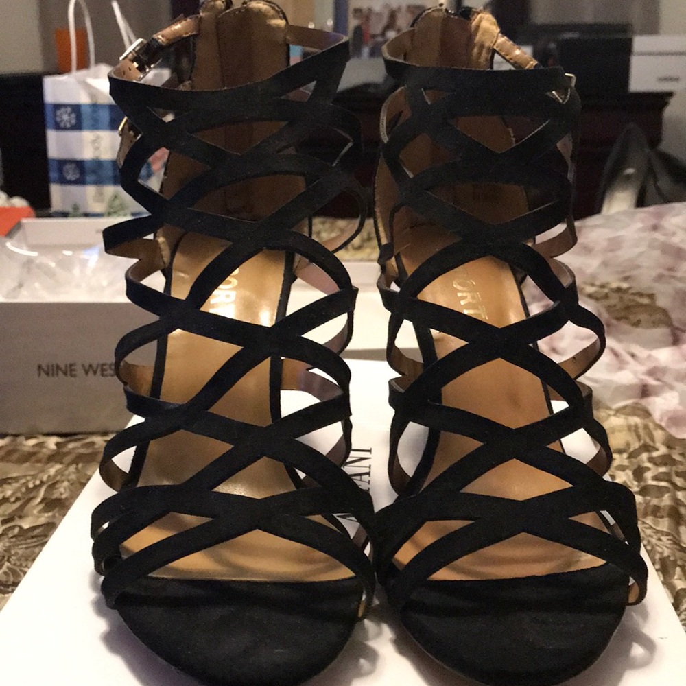 Black sued strappy sandal